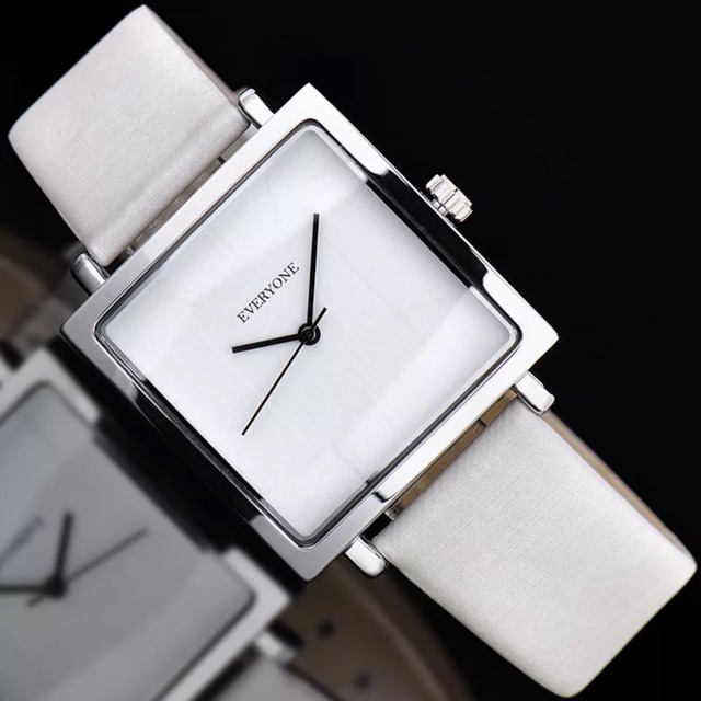 Đồng hồ nữ EVERYONE mặt vuông dây da cao cấp size 36mm ( ảnh thật dưới cuối)