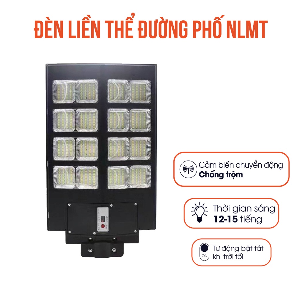 Đèn năng lượng mặt trời liền thể khối công suất 400W, Đèn chiếu sáng sân vườn siêu sáng, Bảo hành 2 năm