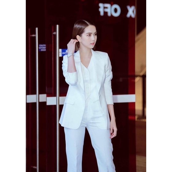 SET NT BY CHAMS- áo vest tay dài kèm áo trong quần tây