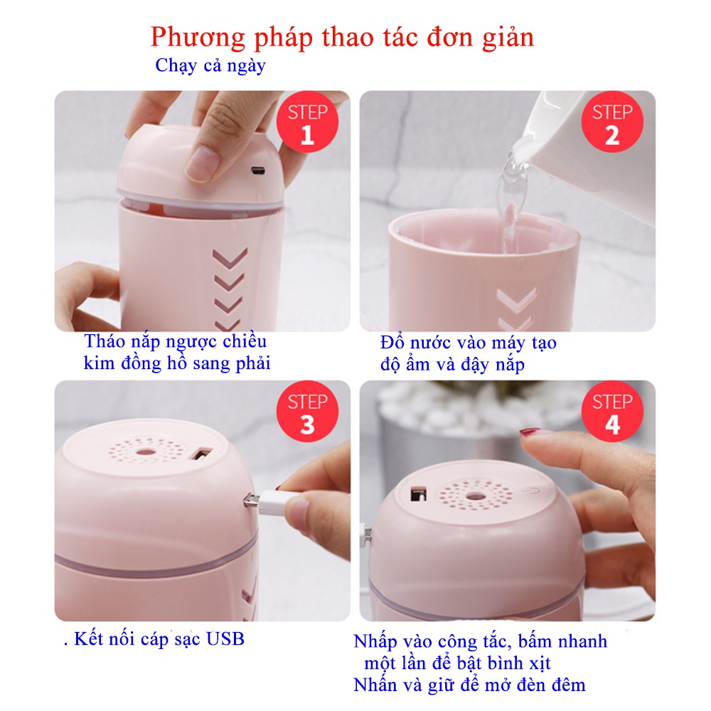 Máy tạo độ ẩm 3 trong 1 - Máy lọc khí ban đêm phun xe phun tinh dầu khuyếch tán