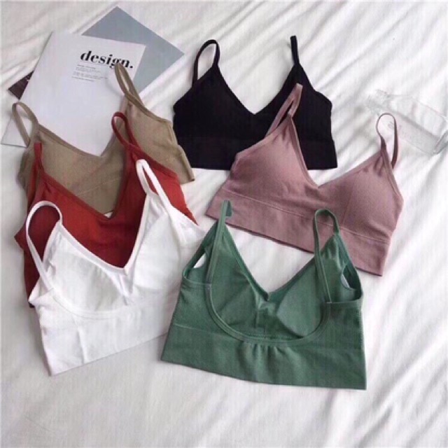 Áo bra len tăm nữ- lưng chữ U sexy kèm mút ngực- hàng không gọng
