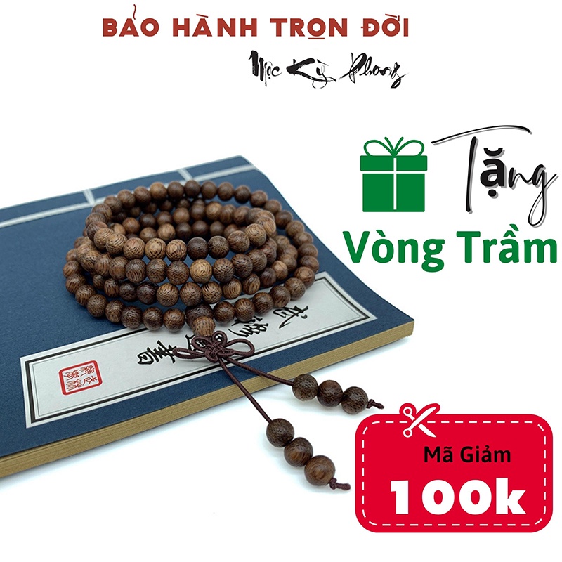 Vòng Tay Gỗ Trầm Hương Nam Nữ 108 Hạt, Size 4mm, 6mm, 8mm Tự Nhiên Mix Charm Hoa Sen MỘC KỲ PHONG