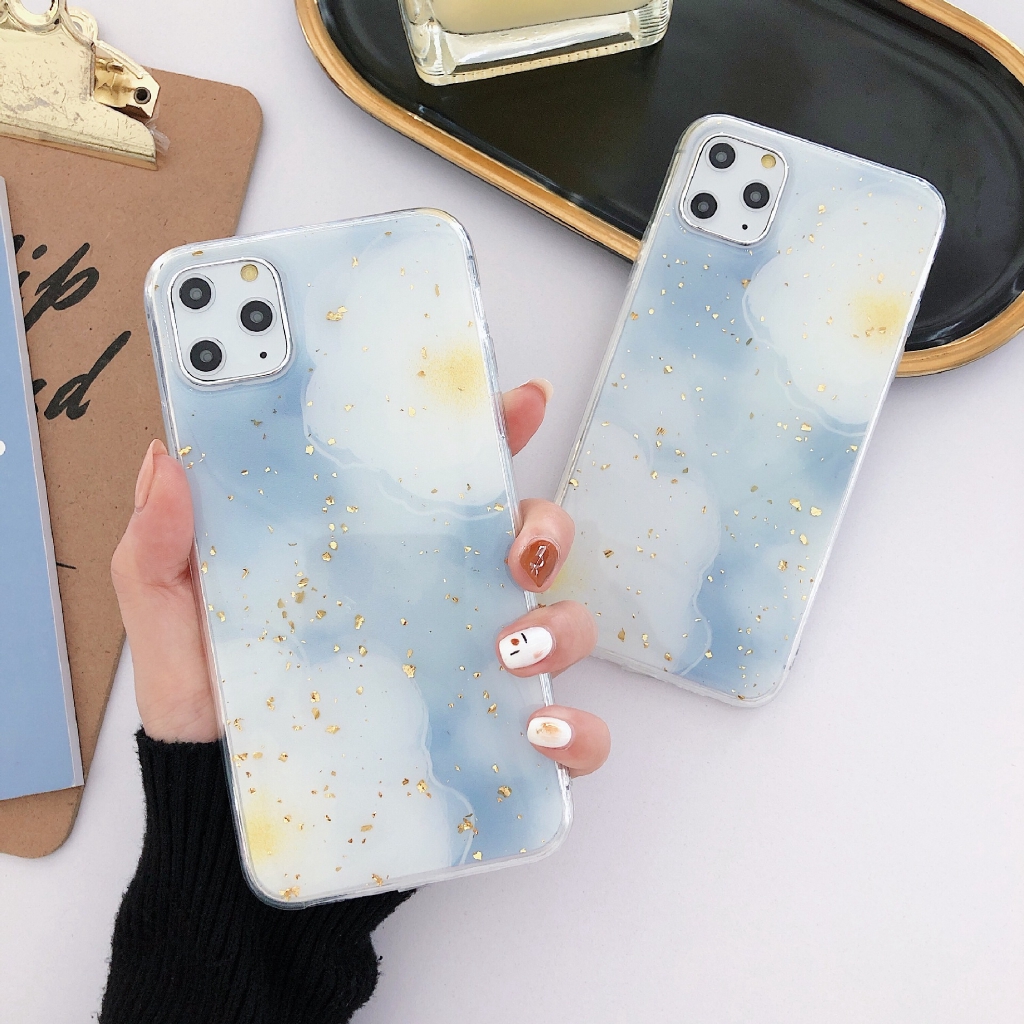 Ốp lưng mềm chống rơi họa tiết hoa và lá vàng cho IPhone 11 11pro Max 6 7 8 6plus 7plus 8plus X XS XR XSmax | BigBuy360 - bigbuy360.vn