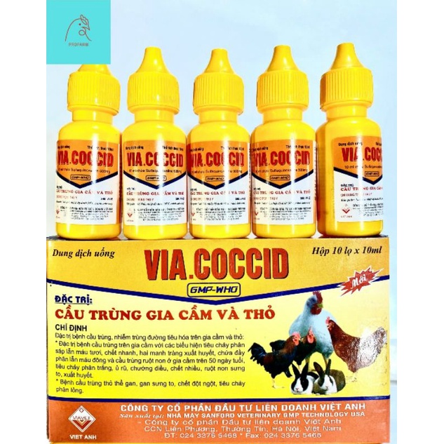 {Chính Hãng} Combo Via Coccid(5 lọ-10ml) Cầu-trung manh-trang, ruột-non