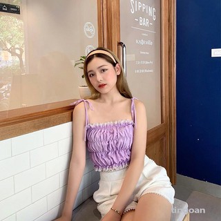 Áo hai dây nơ tím tingoan CANDY K TOP/PP