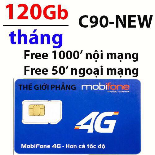 (FREE 1 THÁNG) SIM MOBI C90N TẶNG 4GB/NGÀY 1000P NỘI MANG VA 50P NGOẠI MẠNG