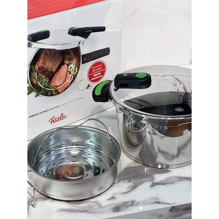 Áp suất Fissler 4,5L Vitaquick GREEN made in Germany kèm xửng hấp