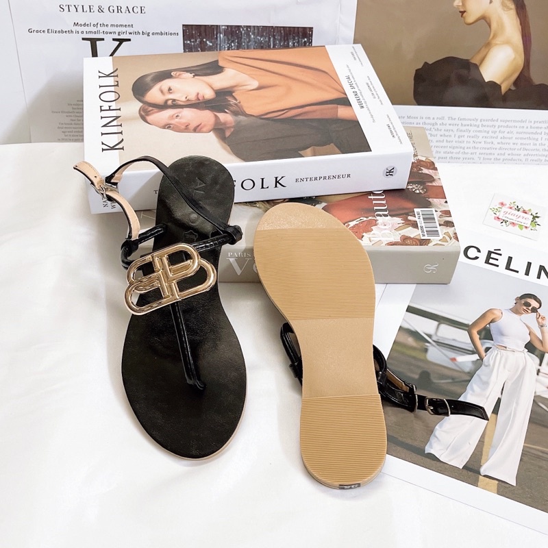 Sandal kẹp da nhũ khóa Đá O+ khoá B  (loại 1)