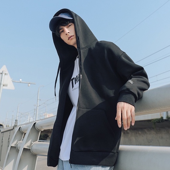 HÀNG CÓ SẴN  Áo khoác nỉ hoodie trơn khóa zip nam nữ chất nỉ bông mềm mịn dáng rộng thoải mái