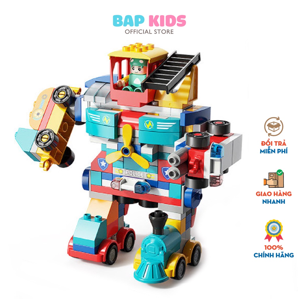 Đồ Chơi Bapkids, Bộ Lắp Ráp Robot Biến Hình 195 Chi Tiết