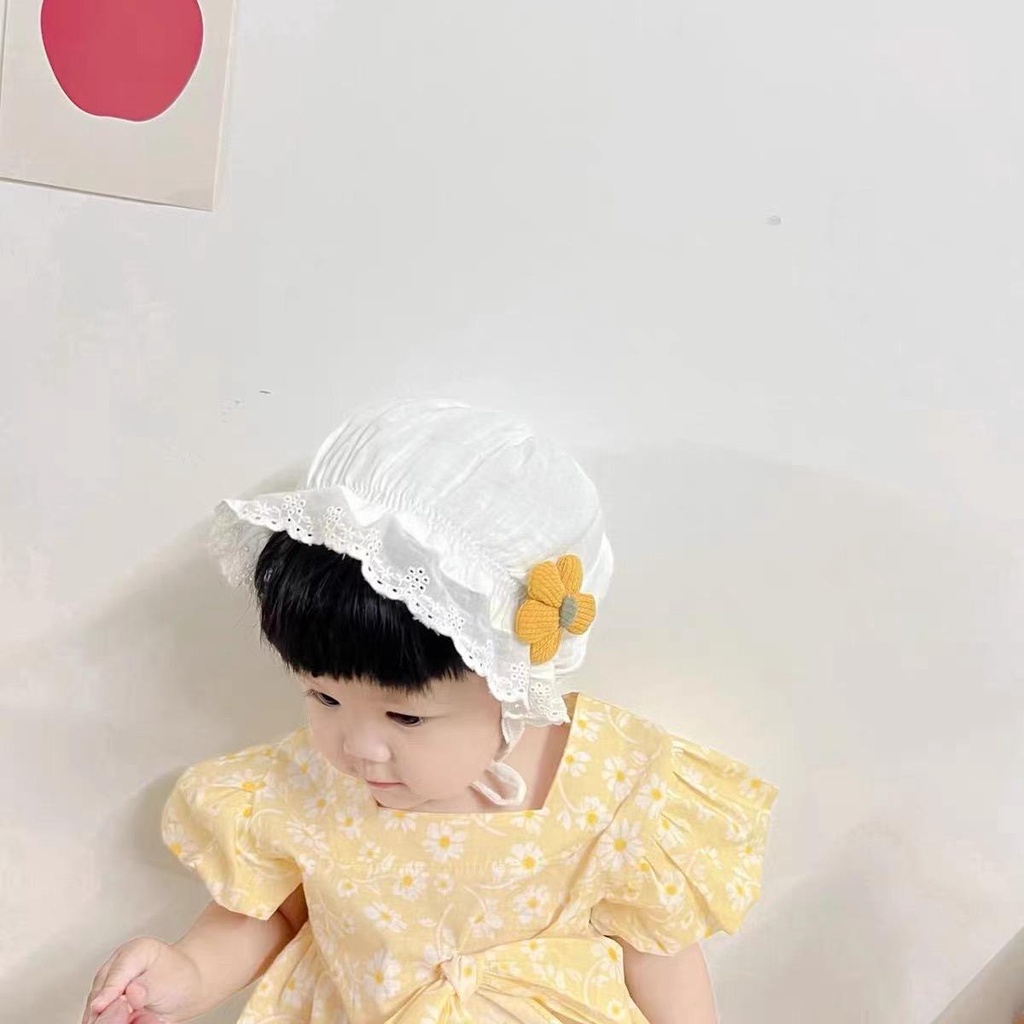 Mũ bèo babydoll cho bé đính hoa dễ thương (ảnh thật )