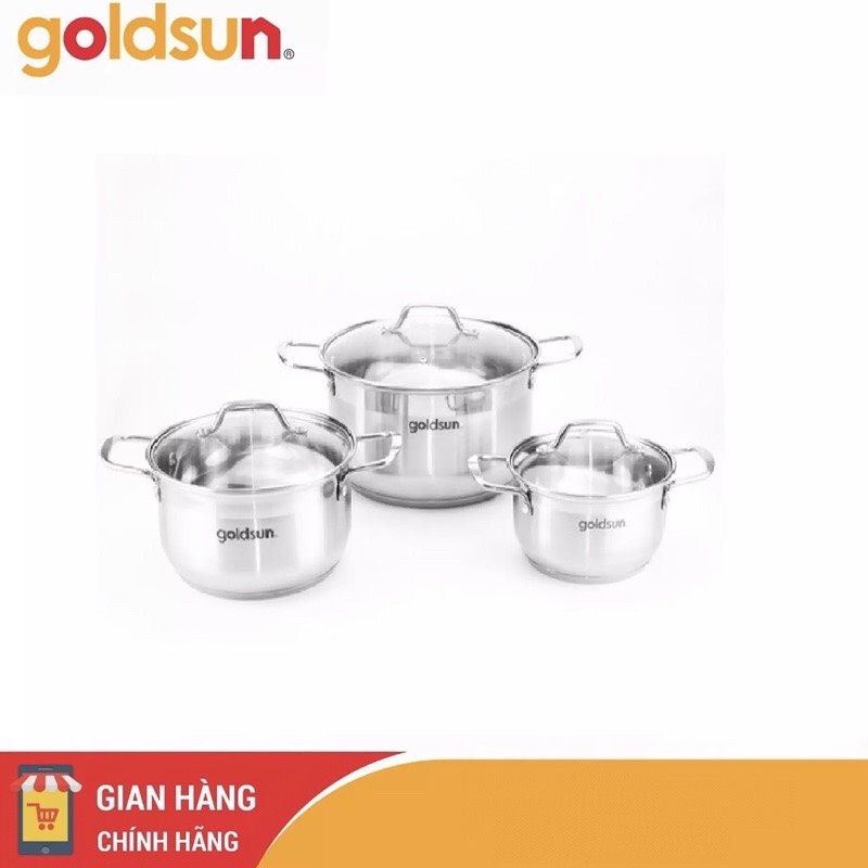 Bộ nồi inox 5 đáy Goldsun Đáy Từ- Việt Nam GE41-3506SG - Chất liệu inox 430 cao cấp - an toàn - dùng cho mọi loại bếp