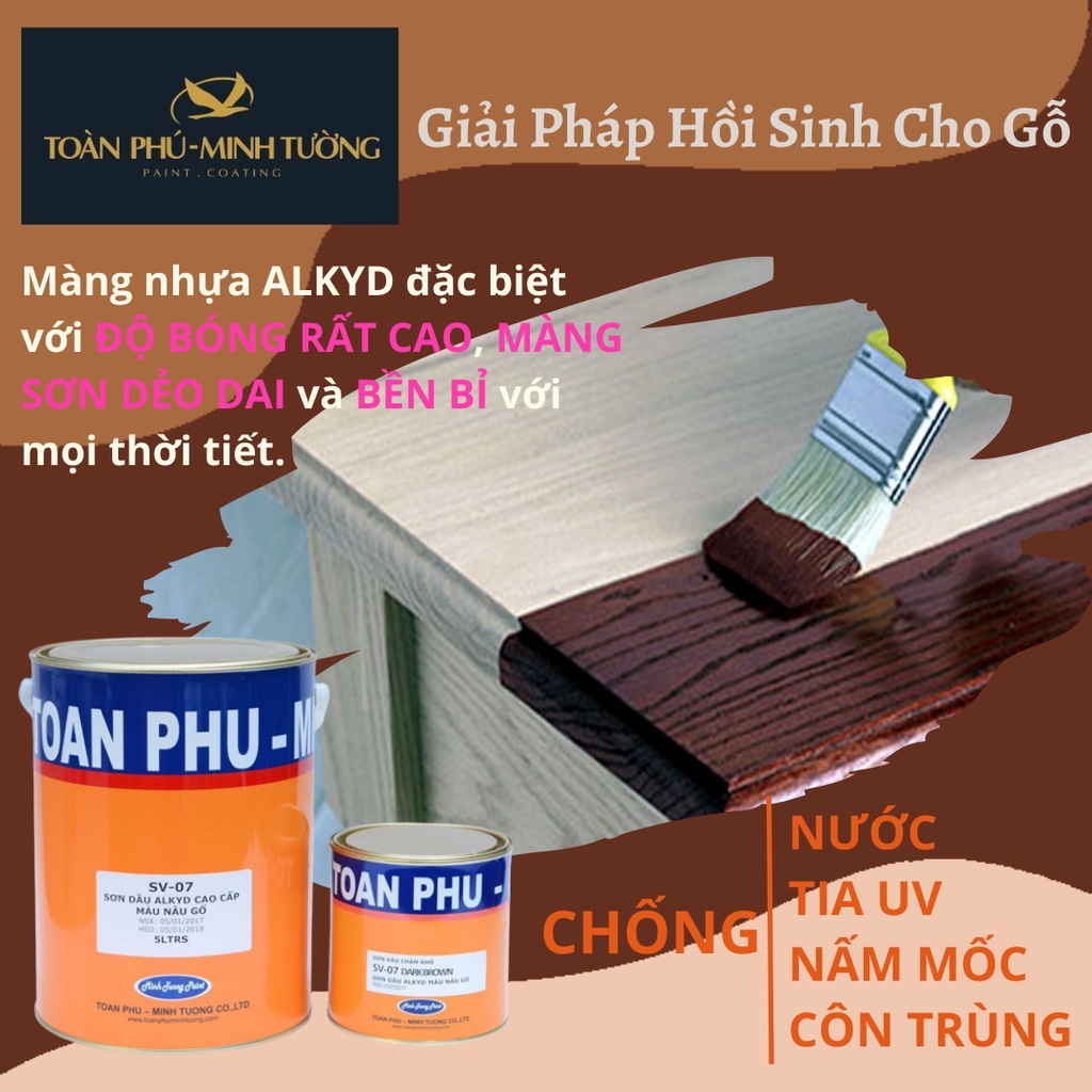 Sơn Gỗ Toàn Phú Siêu Bóng Màu Cánh Gián (Code SV-07 1L) - Dung Tích 1L