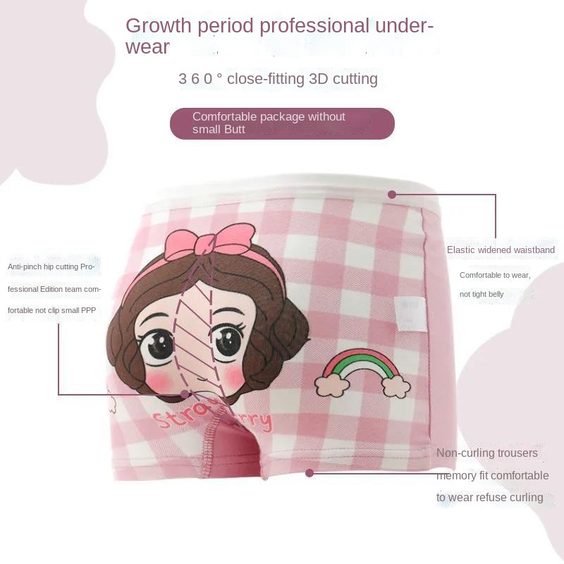 Quần Lót Cotton Màu Trơn Chống Vi Khuẩn Cho Bé Gái