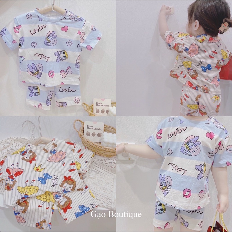 Bộ thun coton cho bé gái 7-17kg - Summer 2022