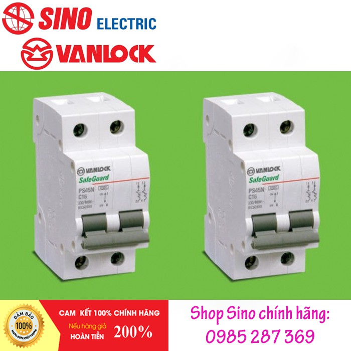 Cầu Dao Tự Đông 2 Cực Sino Vanlock - Hàng Chính Hãng Chất Lượng. Model: PS45N