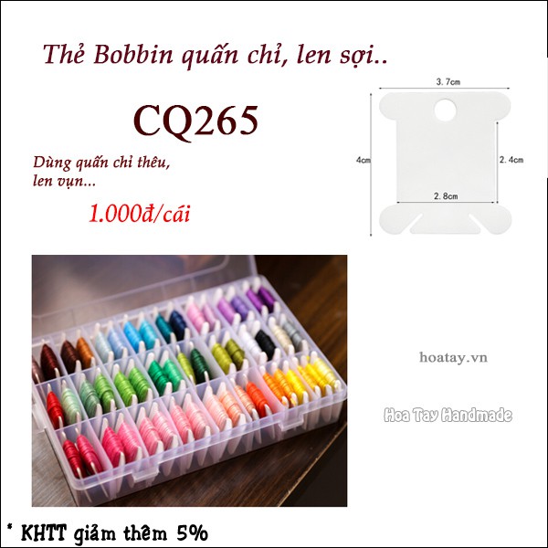 Thẻ Bobbin quấn chỉ thêu, len sợi CQ265