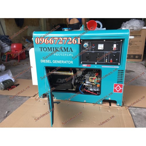 Máy phát điện chạy dầu vỏ chống ồn, máy phát điện 7KW hàng Tomikama HLC8500
