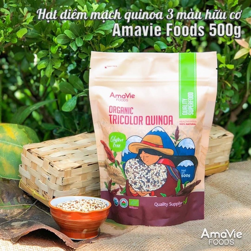 [AmaVie] Diêm mạch trắng/ diêm mạch ba màu (quinoa) hữu cơ AmaVie 500g (nấu cháo, salad, làm bánh, nấu cơm…)