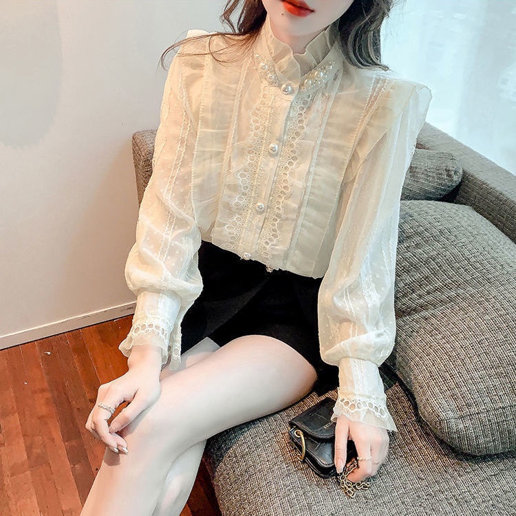 Áo Sơ Mi Chiffon Phối Ren Phong Cách Châu Âu Thời Trang Mùa Xuân Hàng Mới Dành Cho Bạn Nữ