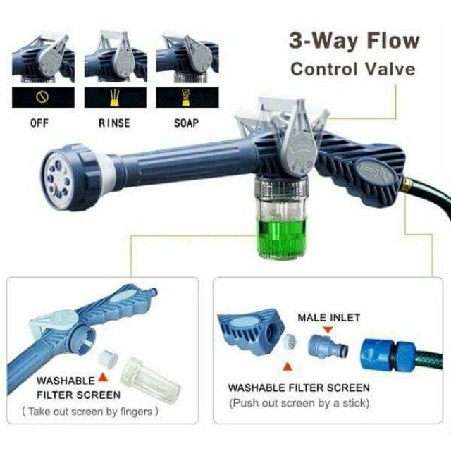 Súng Xịt Nước Tăng Áp 8 Chế Độ Rửa Xe
