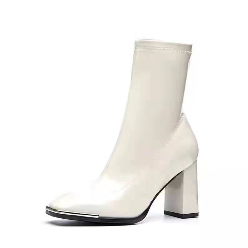 Giày Bốt Cao Gót Bằng Da Bóng Thời Trang Thu Đông Dành Cho Nữ 2021