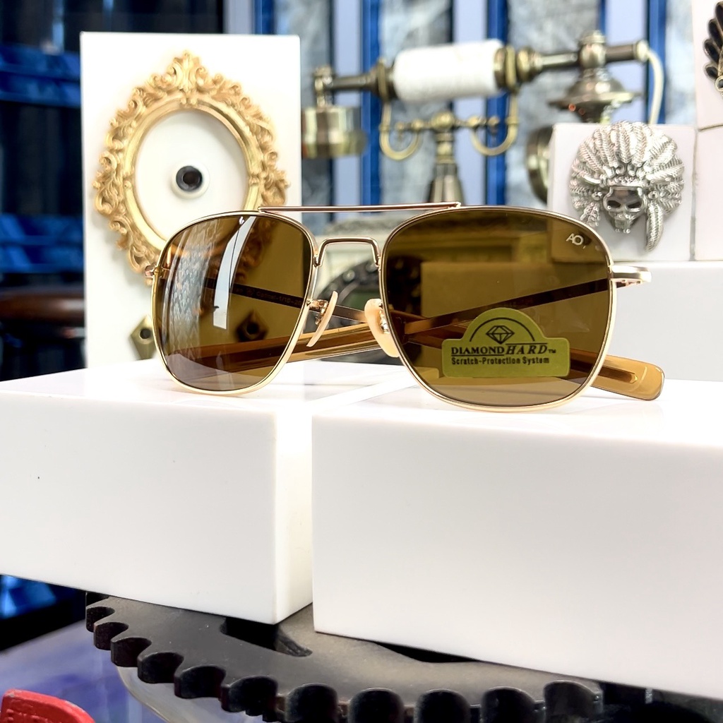 Kính mắt nam nữ ⚜️Bệu Store⚜️ Kính Cơn - Mắt kính thủy tinh - Gọng mạ vàng xi - Chống tia UV 400