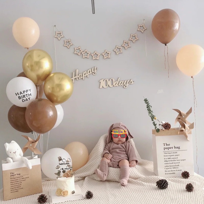 Đổ sỉ bóng bay màu nâu tây, tông nâu sang trọng 2022 HN455 túi 100 quả