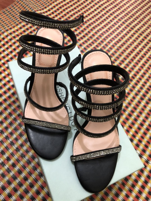 Dép cao đính đá xoắn