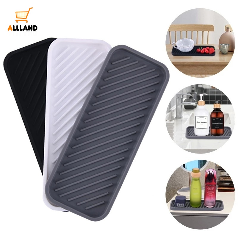 Khay Silicone Đựng Xà Phòng/Dầu Gội Đa Năng Có Rãnh Thoát Nước Tiện Lợi Cho Nhà Bếp