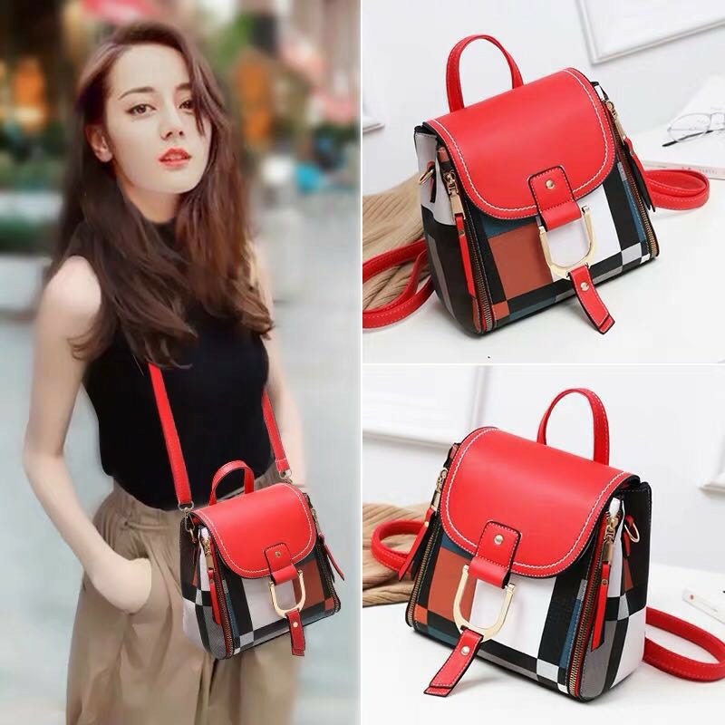 BALO MINI BALO NỮ THỜI TRANG BALO SỌC ĐEO CHÉO ĐEO ĐƯỢC 2 KIỂU