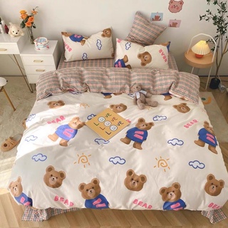 Bộ Gra Trải Giường Vỏ Chăn 5 Món (Hình Thật)Chăn 2 mặt gấu Xinh M2*2M-M4*2M- M6*2M-M8*2M