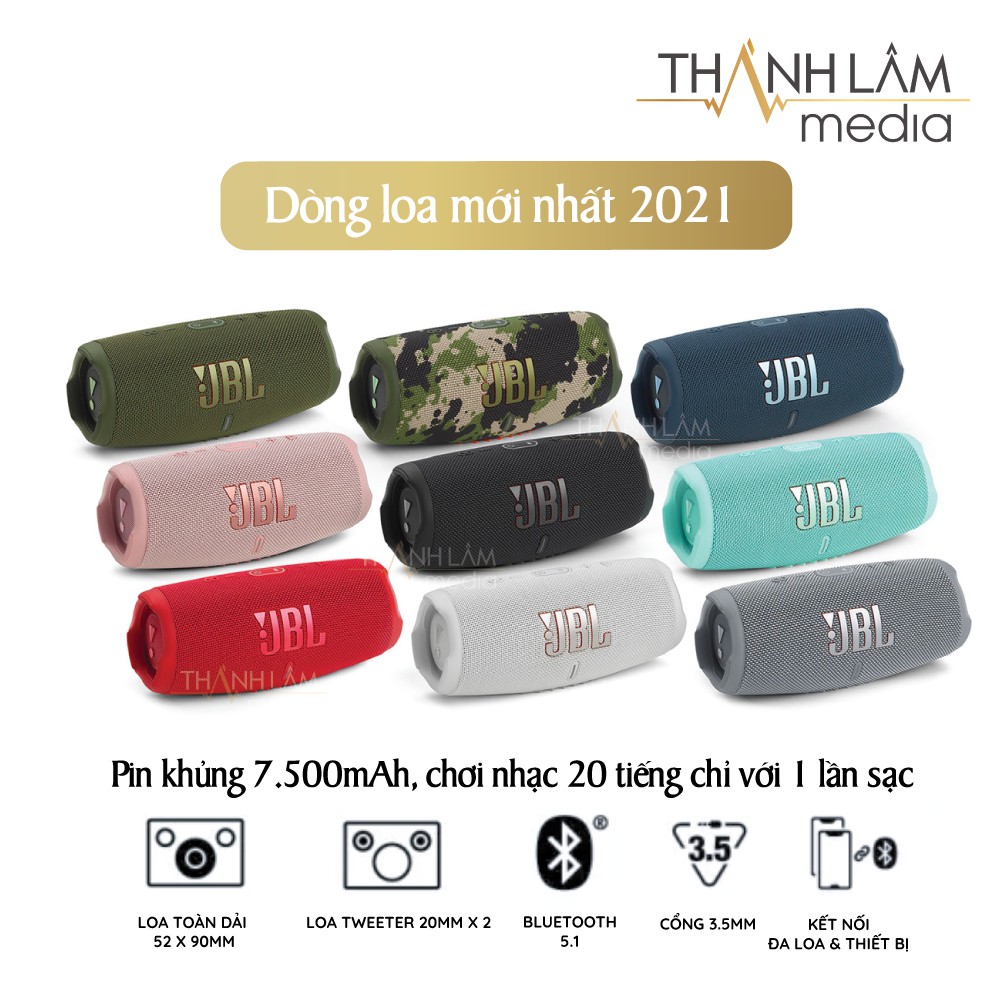 Loa bluetooth JBL CHARGE 5 mẫu MỚI NHẤT 2021 pin tới 20 giờ cực khủng - chính hãng bao test 7 ngày, bảo hành 12 tháng