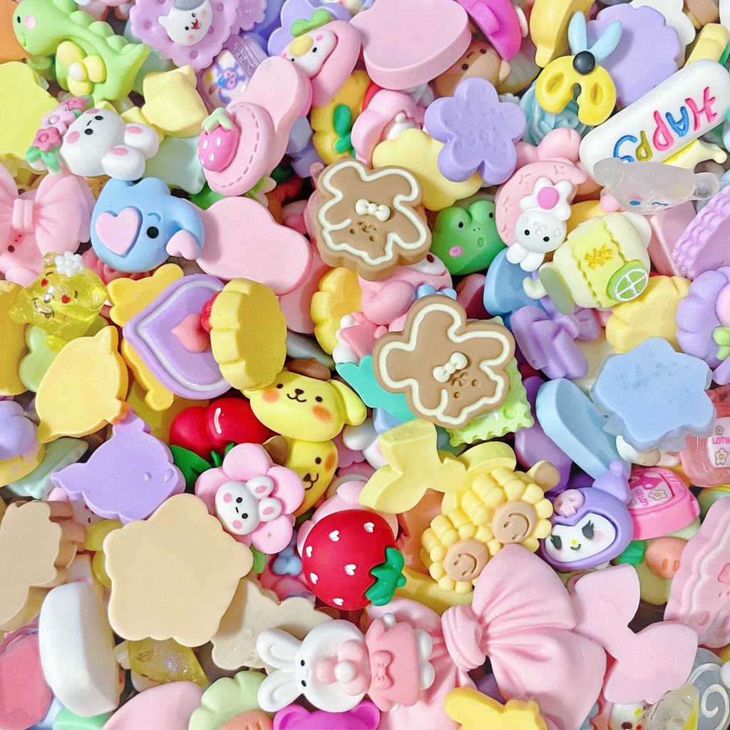 Charm xinh xắn cute Có kèm keo dán dễ thương, dán bình, gắn cột tóc, kẹp tóc