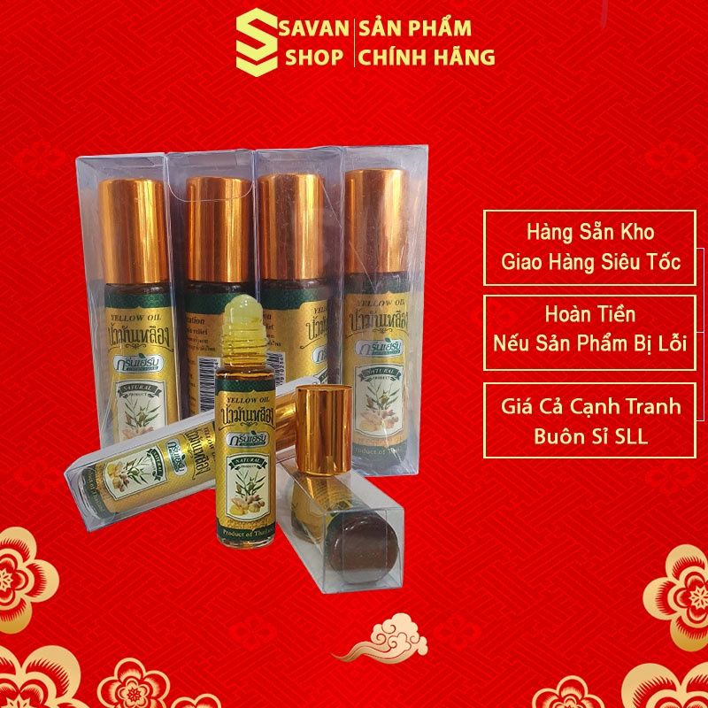 12 Chai Dầu Lăn Sâm Gừng GREEN HERB Thái Lan