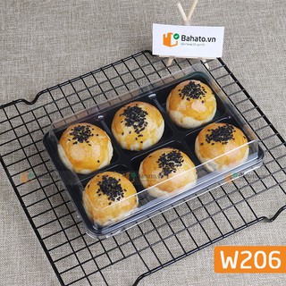Bộ 10 hộp nhựa đựng bánh W206 (6 ngăn đựng, có vách ngăn)