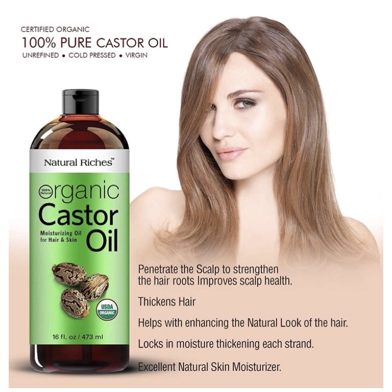 Dầu thầu dầu hữu cơ Organic Castor Oil Natural Riches 473ml USA