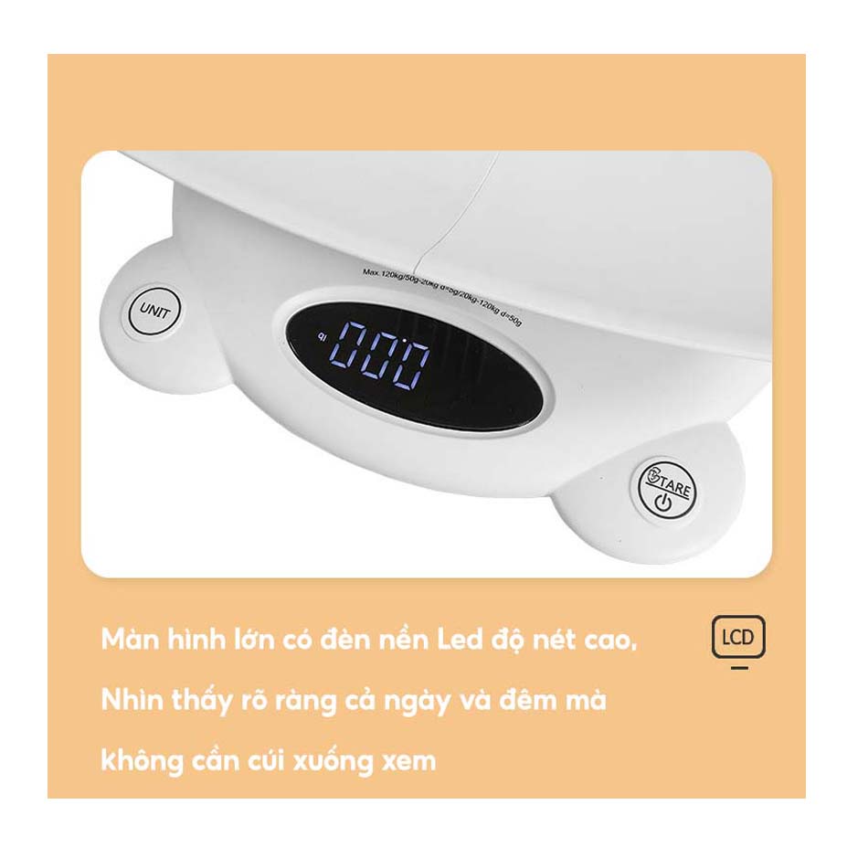 Cân Em Bé Điện Tử Sơ Sinh 120kg Cân Trẻ Em, Thú Cưng Model B03 Bằng Nhựa ABS Cao Cấp Chính Xác  Từng Gam