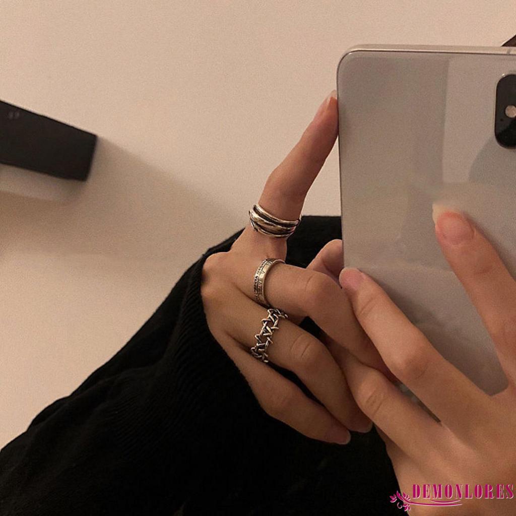 Nhẫn mạ bạc khắc chữ phong cách cổ điển thời trang cho nam và nữ
