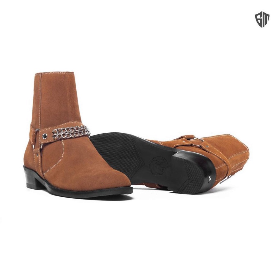 Giày Harness Boots nam chất liệu da bò nguyên tấm thời trang phong cách | BigBuy360 - bigbuy360.vn