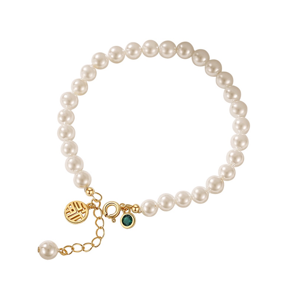 Vòng Tay May Mắn Đính Ngọc Trai Thiết Kế Sang Trọng Cao Cấp Thanh Lịch Cho Nữ