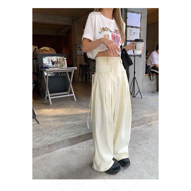 Honypove Quần Tây Ống Rộng Phong Cách Hàn Quốc Cho Nữ