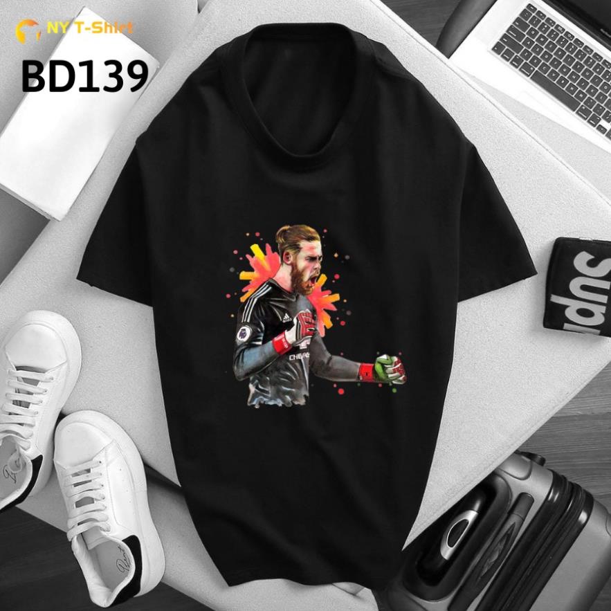 Áo Thun Hình David de Gea Mã BD139 - 143 - Áo Đen In Hình Cầu Thủ MU