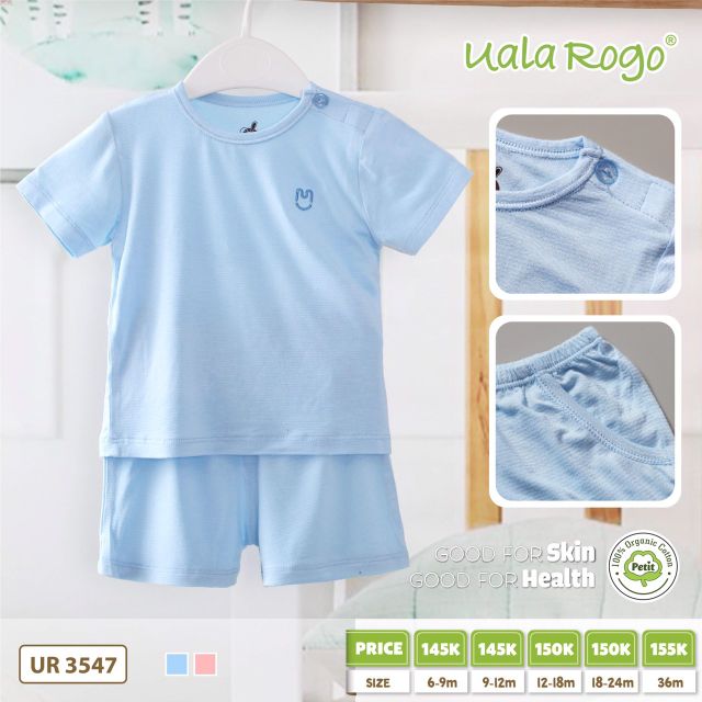 Bộ cộc tay cổ tròn pettit UALA ROGO cho bé 8 kg đến 19kg