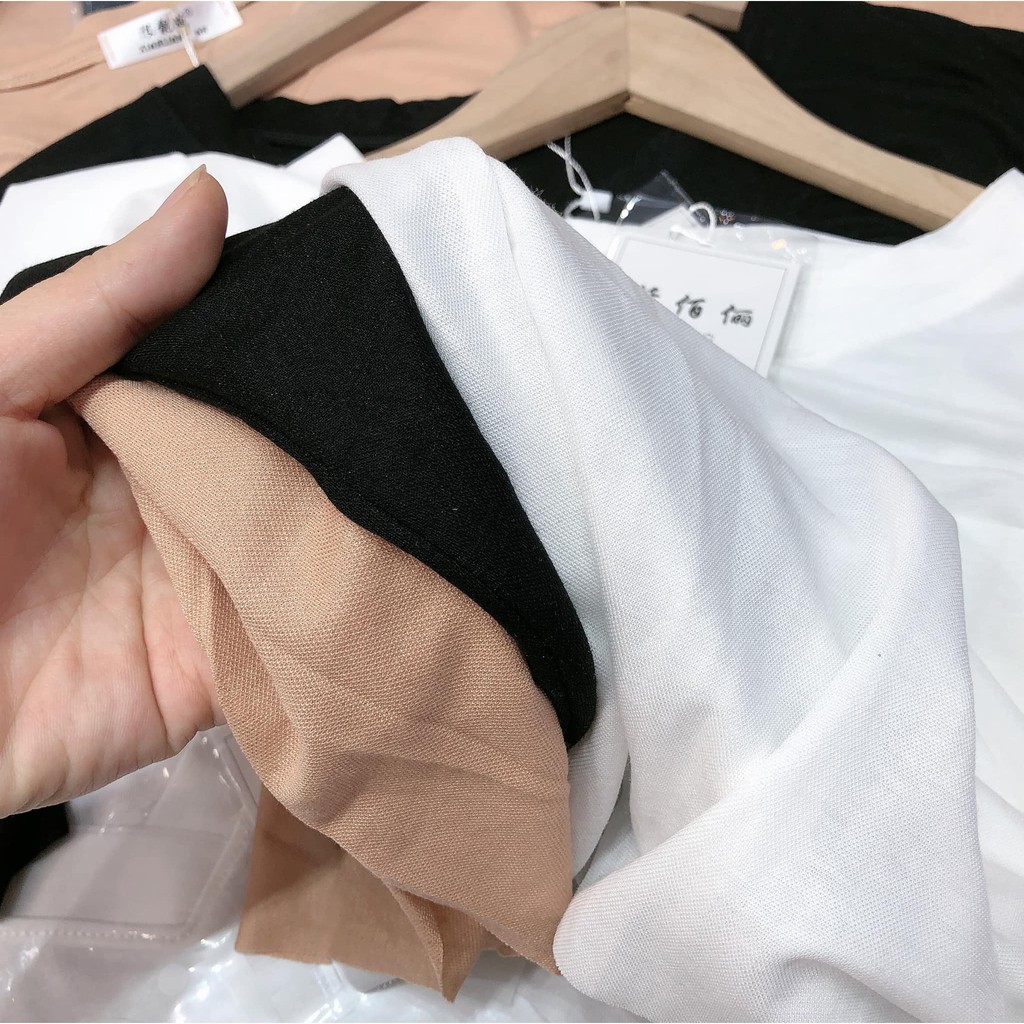 Áo phông CỔ TIM XẺ TÀ chất đũi giấy mềm mát