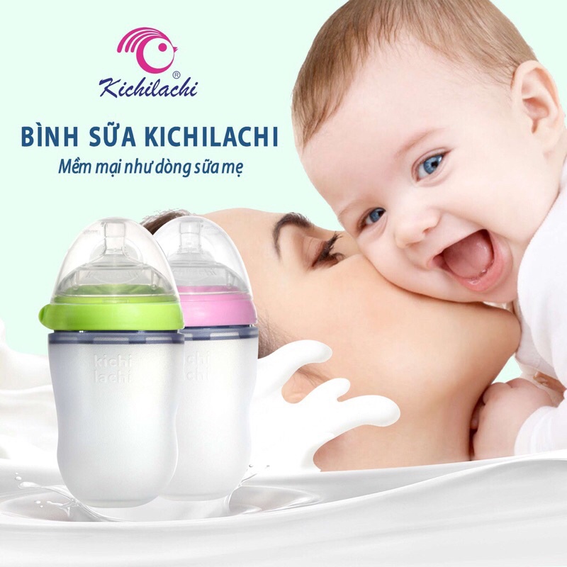 Bình sữa silicon Kichilachi 150ml và 250ml cho bé