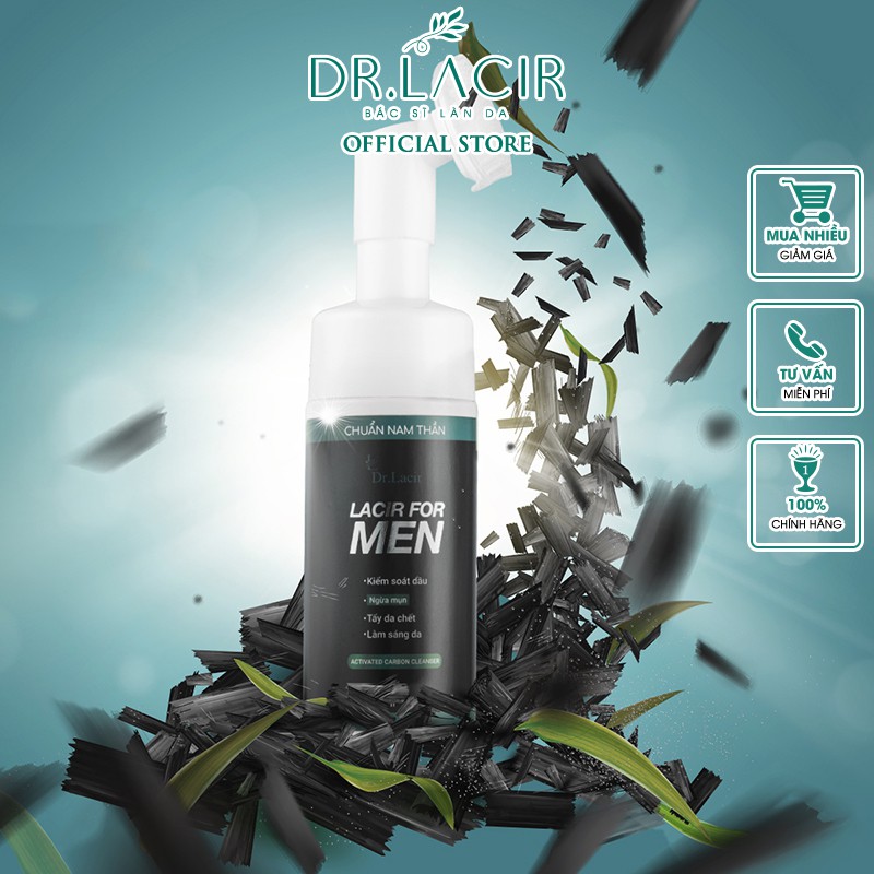 Sữa Rửa Mặt Nam Lacir For Men Thương Hiệu Dr.Lacir Có Đầu Cọ Sillicon Sạch Gấp 10 lần 150ml DR03