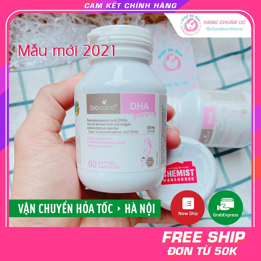 [Có Tem Chemist] DHA Bầu Bioisland 60 viên cho phụ nữ chuẩn bị mang thai, mẹ bầu và sau sinh - Xuất xứ Úc