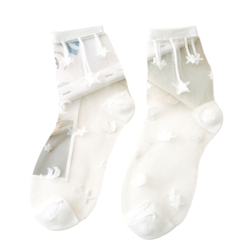 Xiangbao Vớ Lưới Lụa Mỏng Họa Tiết Trăng Sao Phong Cách Lolita Cho Nữ