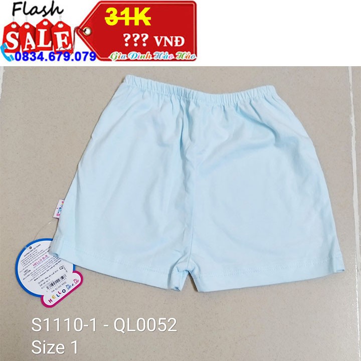 S1110 - QL0052 - Quần ngắn màu Hello B&amp;B - HELLO BB - SIZE 1 - Cho bé 6-7Kg